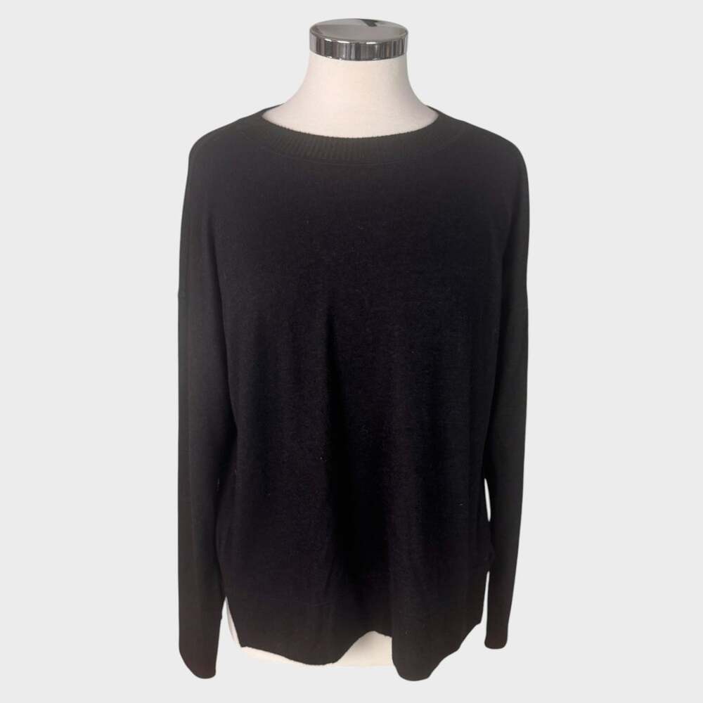 Lucky Brand Medium Black Crewneck Sweater Viscose Polyester Stretch